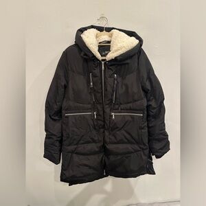 Sam Edelman Black Hooded Puffer Jacket